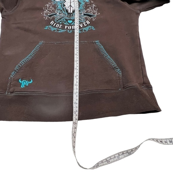 COWGIRL Hardware Brown Hoodie Size S - Picture 9 of 11